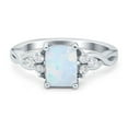 thumbnail image 1 of Emerald Cut Wedding Ring Lab Created White Opal 925 Sterling Silver Size 9, 1 of 7