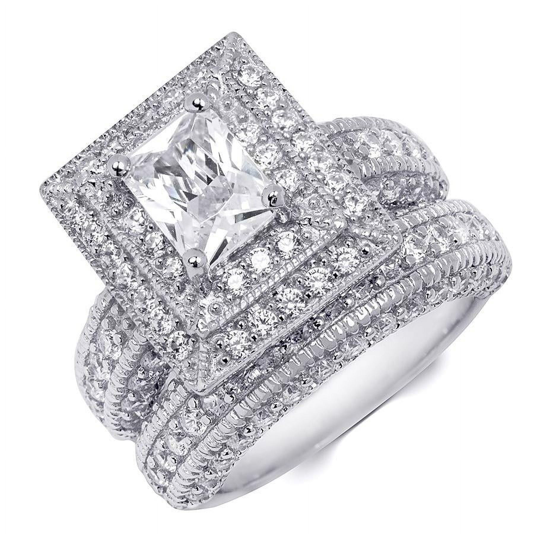Emerald Cut White 2.5ct Wedding Band Bridal Ring Set Sterling Silver Emerald Cut White 2.5ct Wedding Band Bridal Ring Set Sterling Silver
