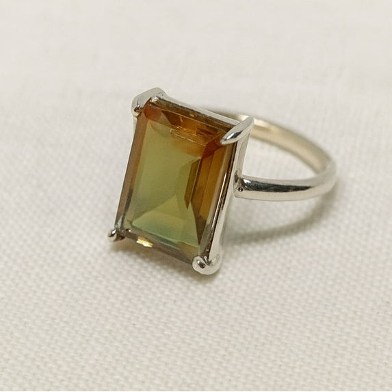 Emerald Cut Zultanite Ring, 925 Solid Sterling Silver, Color Changing Gemstone Ring, Promise Ring