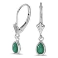 thumbnail image 1 of Emerald Dangling Drop Lever-Back Earrings 14K White Gold (0.80ct), 1 of 2