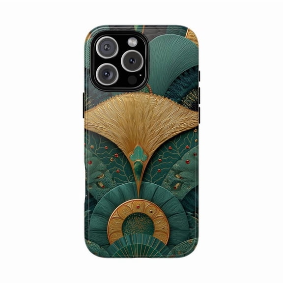 Emerald Deco iPhone Case Gold Teal Geometric Decorative for iPhone 17 16 15 14 13 12 11 Pro Max