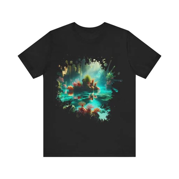 Emerald Depths of a Lush Aquascape - Jersey Short Sleeve Tee