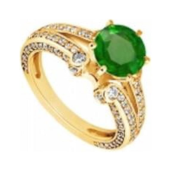Emerald & Diamond Engagement Ring 14K Yellow Gold, 1.75 CT - Size 9.5