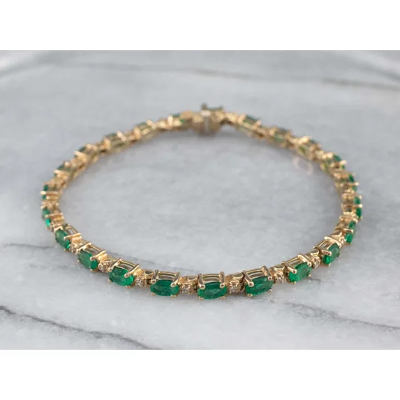 Emerald Diamond Gold Tennis Bracelet