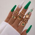 thumbnail image 1 of Emerald Diamond Love Palm Ring Set: Matching Alloy Rings, Electroplated Finish, 4/5/6/7 Piece Set (Unisex), 1 of 1