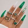 thumbnail image 1 of Emerald Diamond Love Palm Ring Set: Matching Alloy Rings, Electroplated Finish, 4/5/6/7 Piece Set (Unisex), 1 of 1