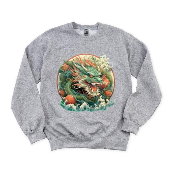 Emerald Dragon Green Mythical Creature Fantasy Gemstone Sweatshirt, for men & women, up to size 5XL