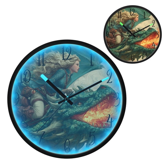 Emerald Dragon Luminous Wall Clock with Sound-Activated LED 12-Inch Silent Acrylic Timepiece for Bedroom Livingroom or Office