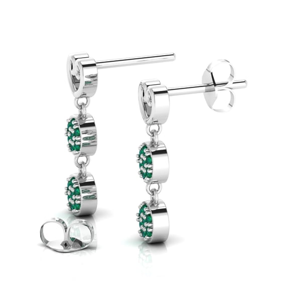 Emerald Drops & Danglers Heart Sterling Silver Earrings || Easter Day Gift Earring, Gift for Her Earring || Silver Diary