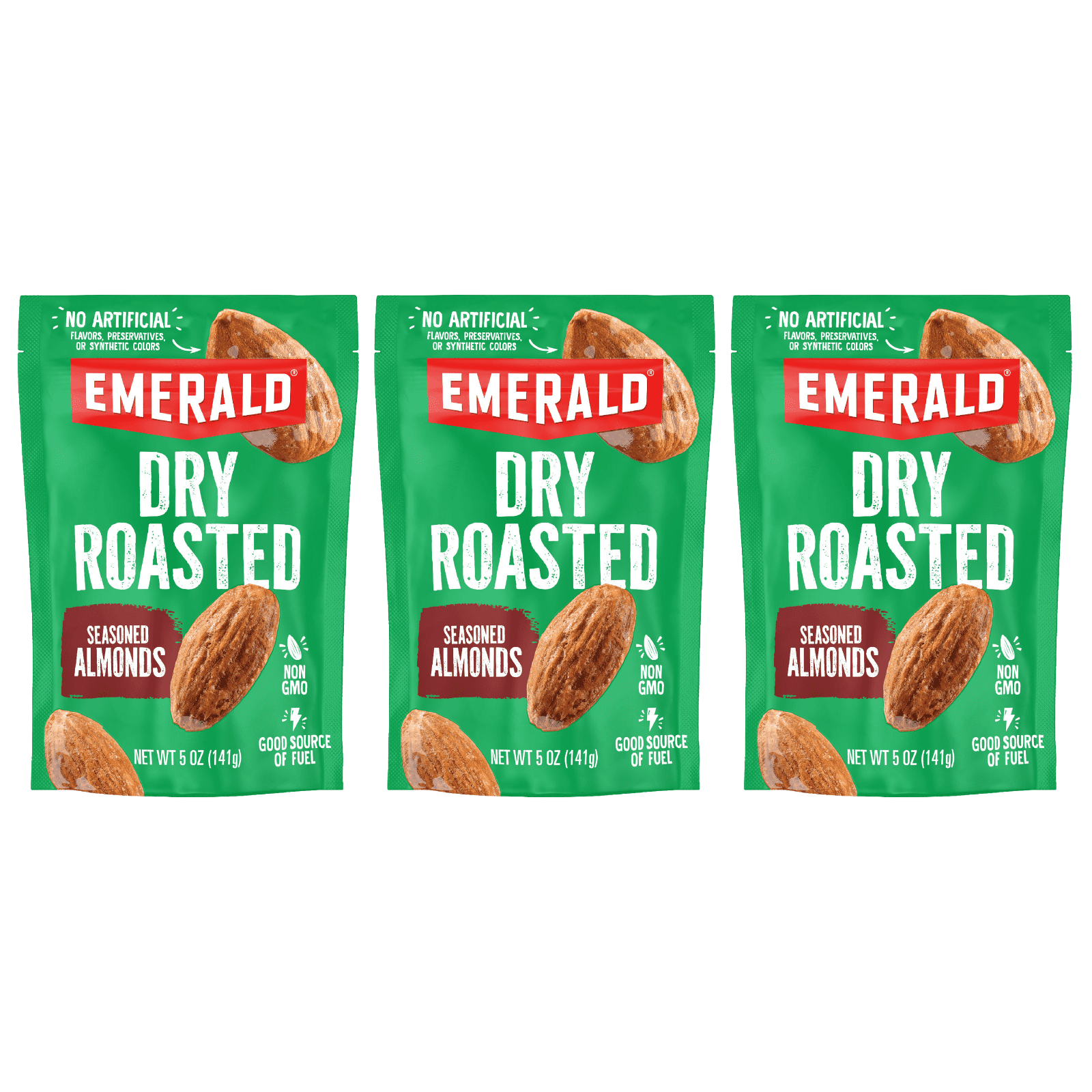 Emerald Dry Roasted Almonds, 5 oz Resealable Bag (Pack of 3) - Walmart.com