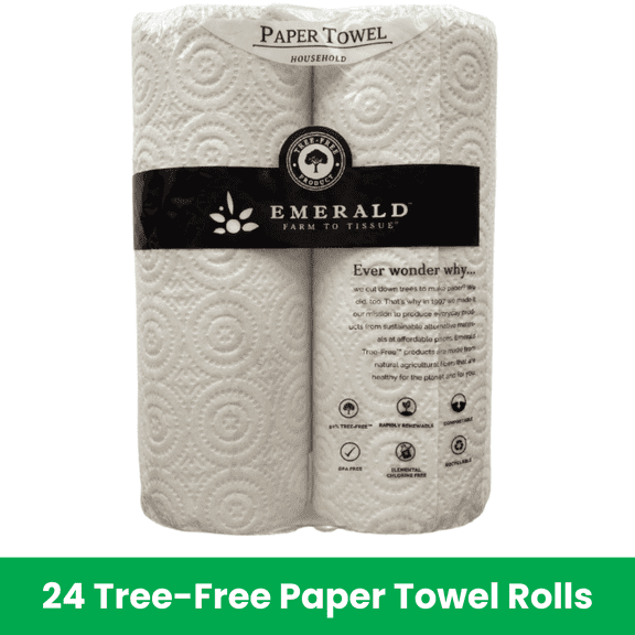 Emerald Ecovations Tree-Free Pick-a-Size Paper Towels, White, 24 Rolls, 12 Pack