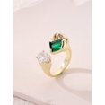 thumbnail image 1 of Emerald Elegant Copper Ring With Electroplating Finish Free Size Jewelry For Women Gift Ready Everyday Wear, 1 of 8