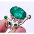 thumbnail image 1 of Emerald & Emerald Quartz 925 Sterling Silver Handmade Ring s.8 R7878-16, 1 of 2