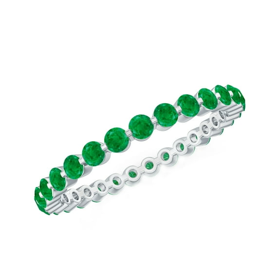 Rosec Jewels Real Emerald Eternity Ring for Women (AAA Grade) - May Birthstone Emerald Stackable Ring - Ready to Gift for Birthday, 925 Sterling Silver, US 4.00