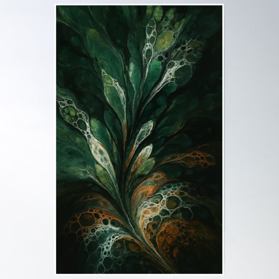 Emerald Flow & Copper Bloom Poster Wall Art, Modern Wall Decor, 8x12 UNFRAMED