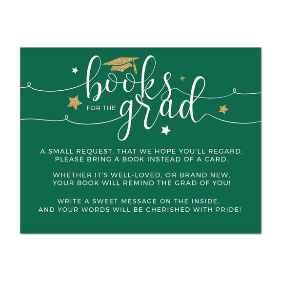 Koyal Wholesale Emerald Forest Green and Gold Graduation Party Books for Grad Request Cards, 20-Pack, Games