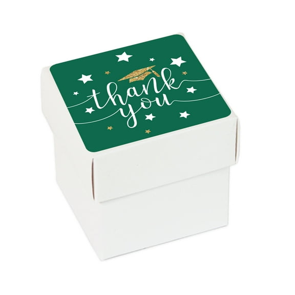 Emerald Forest Green and Gold Glittering Graduation Party, Favor Box DIY Favors Kit, Graduation Thank You, 20-Pack