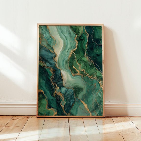 Emerald Forest Marble Print Luxe Green Decor Unframed Paper Print