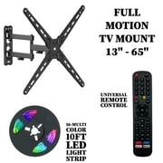 Emerald Full Motion TV Wall Mount Kit for 13-65  TVs, Swivel TV Mount with 10  LED Cable and Universal Remote Control