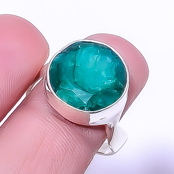 Emerald Gemstone Handmade 925 Sterling Silver Jewelry Ring s.9 R7521-29 A347
