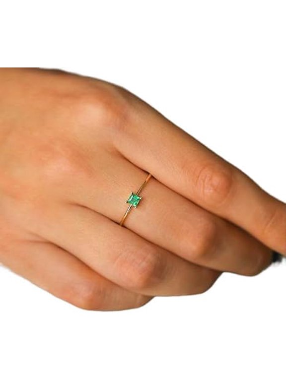 Emerald Gemstone ring, Natural Emerald Tiny ring, May birthstone, Women Ring, Gold Micron ring, Solitaire, Christmas Gift, Anniversary Ring, Engagement Ring, 925 Sterling Silver, dainty Ring, Minimal