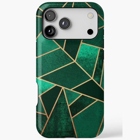 Emerald Geometric Gold Abstract Luxury Pattern Phone Case 17 16 15 14 13 12 11 Pro Max