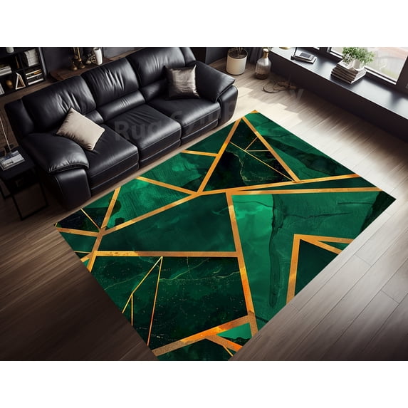Emerald Geometric Shapes Rug 2x3 ft = 65x95 cm