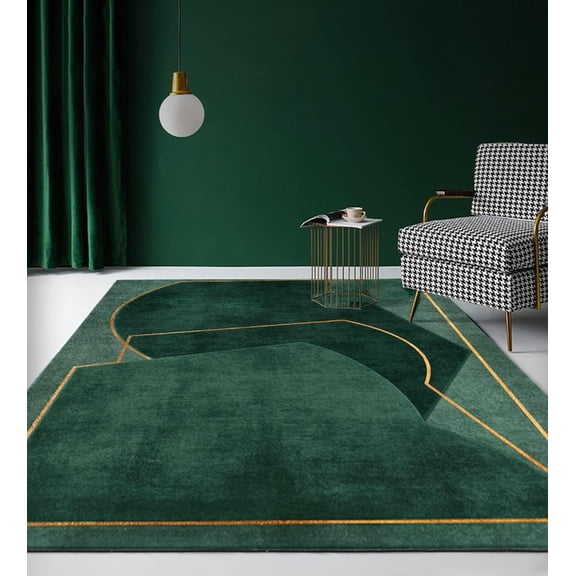 Emerald Green 5x8ft Area Rug for Living Room Dining Room Modern Abstract Nursery Bedroom Carpet Contemporary Aesthetic Home Office Hallway Laundry Bathroom Runner Rug