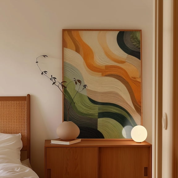 Emerald Green Abstract Art Print: Mid Century Modern Wall Decor UNFRAMED PAPER POSTER, Home Decor, Vintage Gift, Living Room Dercor