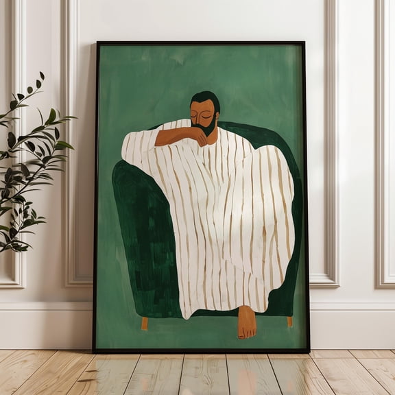Emerald Green Abstract Man Print Contemporary Wall Art Home Decor Office Wall Art