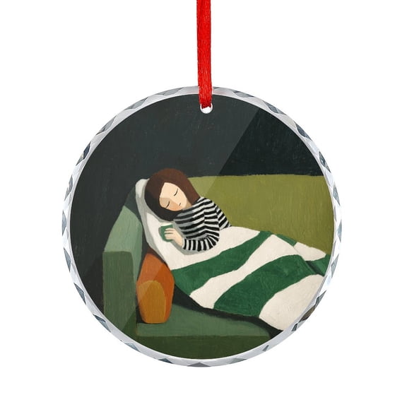 Emerald Green Abstract People Crystal Glass Ornament Xmas Decor Indoor Home Holiday Party Gifts French Lady Round Glass Hanging Ornament