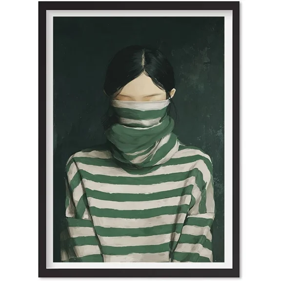 Emerald Green Abstract People Large Wall Art Contemporary Artwork Minimalist, Matte Canvas Stretched, Posters for Room Bedroom Living Room Bathroom Wall Decor, Posters & Art Prints, Gift.