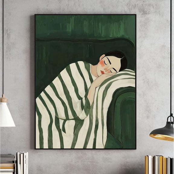 Emerald Green Abstract People Wall Art Print, Unframed Paper Poster 8x10in