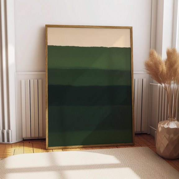 Emerald Green Abstract Print, Layered Earth Tones Wall Art, Dark Green Color Block Poster, Rothko Inspired Decor, Warm Boho, Art Print, Unfreamed 8x12