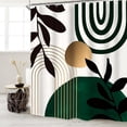 thumbnail image 1 of Emerald Green Abstract Shower Curtain Set 72Wx72H Inches Modern Mid Century Sun Leaves Plant Aesthetic Neutral Simple Geometric Polyester Waterproof Cloth Bathroom Curtain with 12 Hooks, 1 of 3