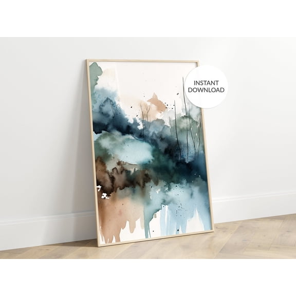 Emerald Green Abstract Wall Art Print, Modern Minimalist Decor
