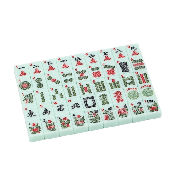 CNV 166-Tile American Mahjong Set 30mm High-Density Melamine Emerald Green Portable Travel Mah Jongg with Jokers Spare Tiles