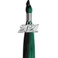 thumbnail image 1 of Emerald Green/Black Graduation Tassel with Silver Date Drop, 1 of 2