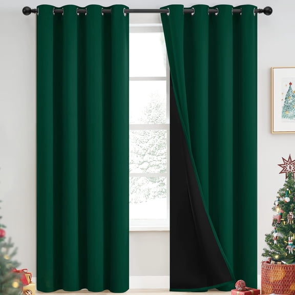 Emerald Green Blackout Curtains 84 inches for Living Room, 52" Wide | Thermal Insulated Window Treatment Total Blocking Panels with Black Liner for Living Room/Dining Room Grommet Top 2 Panels