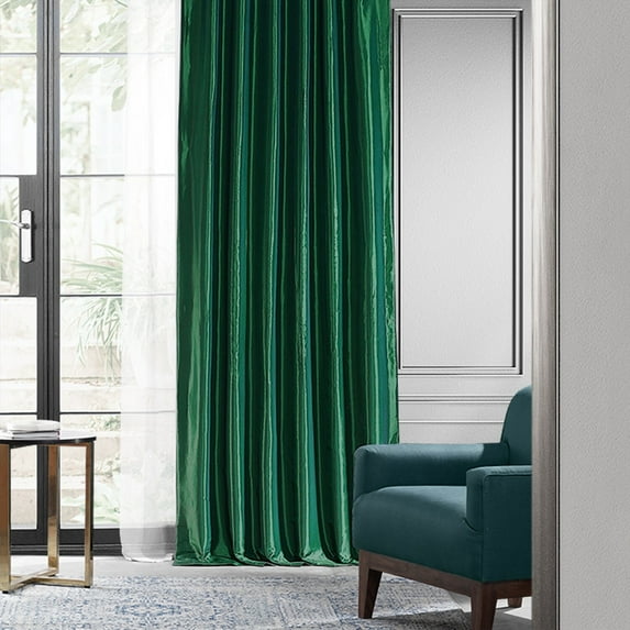 Emerald Green Blackout Faux Silk Taffeta Curtain (1 Panel), Emerald Green, 50W X 84L