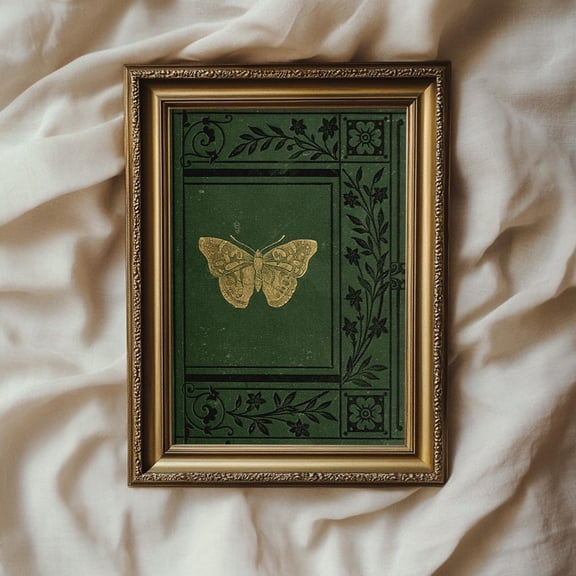 Emerald Green Book Cover Wall Art Print, Eclectic Vintage Decor