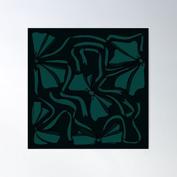 Emerald Green Bows Poster Wall Art, Modern Wall Decor For Living Room Bedroom, 24x24 UNFRAMED