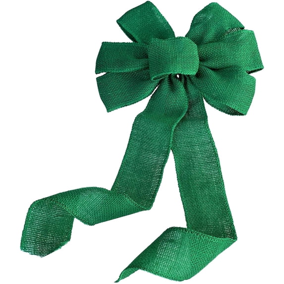 Emerald Green Burlap Wreath Bow - 10" Wide, 18" Long Tails, St. Patrick's Day, St. Paddy's Day, Gift Wrapping, Wreaths, Bows, Present