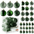 Emerald Green Christmas Ball Ornaments Set 36 Pcs (Small, Medium
