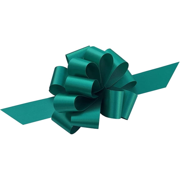Emerald Green Decorative Gift Pull Bows - 5" Wide, Set of 10, Fall, Thanksgiving, Christmas, Wreath, Swag, Garland, Gift Wrap, Baskets, Fundraiser, Birthday, Party Decor, Office
