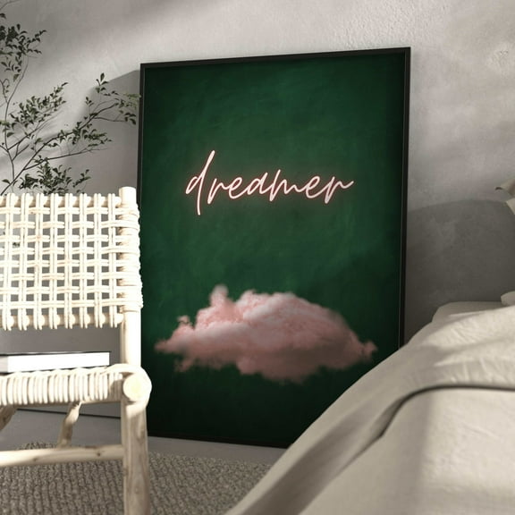 Emerald Green Cloud Dreamer Print · Emerald Green Decor · Abstract Art Print · Entrepreneur Art · Pink Wall Art · Office Decor · Girl Boss Wall Art, Modern Wall Decor, 24x36 UNFRAMED