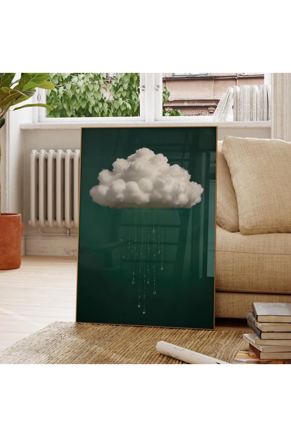 Emerald Green Cloud Print Poster, Emerald Green Wall Art, Abstract Art Print Poster, Minimalist Wall Art, Maximalist Decor, Dark Green Wall Art, Size 16x24 UNFFRAMED F03.1.6l915