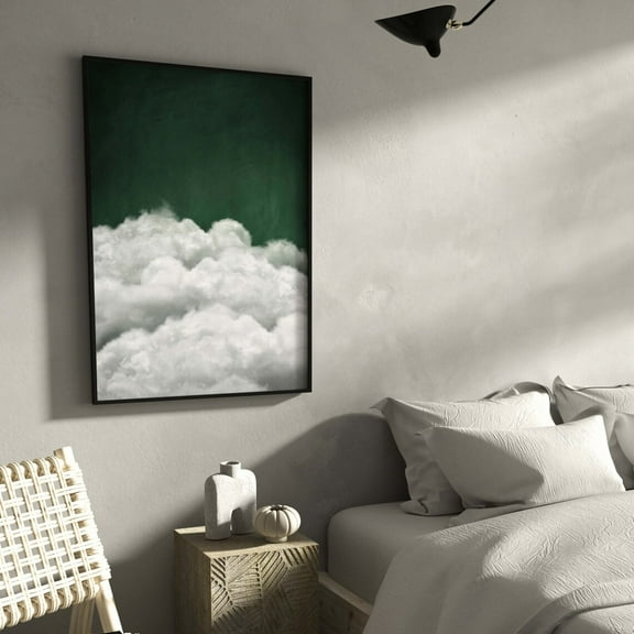 Emerald Green Cloud Wall Art Print, Bedroom Wall Decor Over The Bed Art, Above Bed Decor, Bedroom Decor, Abstract, Minimalist, Dark Green Wall Art, Modern Wall Decor, 24x36 UNFRAMED