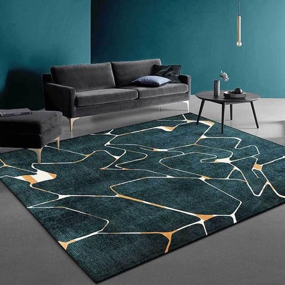Emerald Green Crack Striped Area Rug, Abstract Modern Indoor Rug Non-Slip Machine Washable Carpet For Living Room Bedroom Dining Room 2 x 3ft