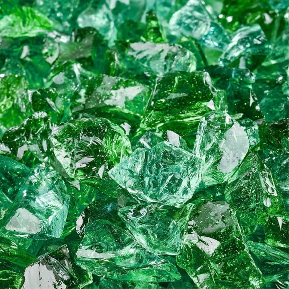 Emerald Green - Crushed Fire Glass for Indoor and Outdoor Fire Pits or Fireplaces | 10 Pounds | 3/8 Inch - 1/2 Inch
